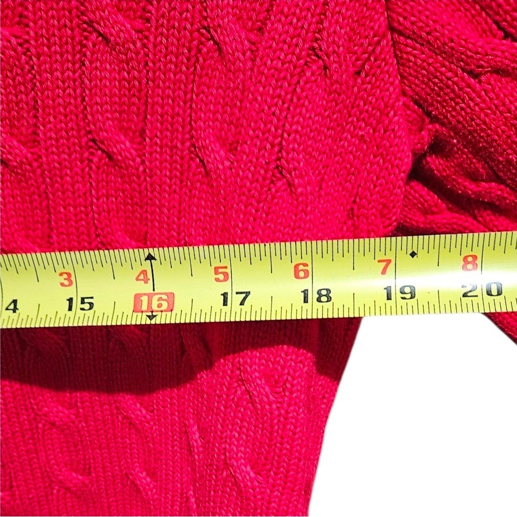 Ralph Lauren Sport Kids Red Cable Knit Sweater XL Embroidered Pony Old Money