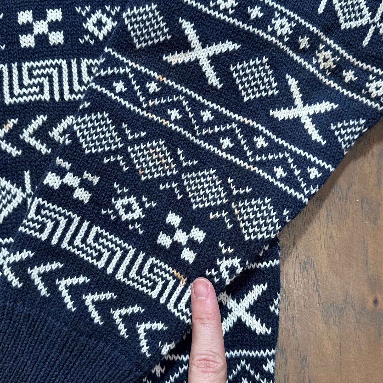 Vintage Nautica Sweater Mens XL Blue Fisherman Knit Navy Nautical Pullover 90s