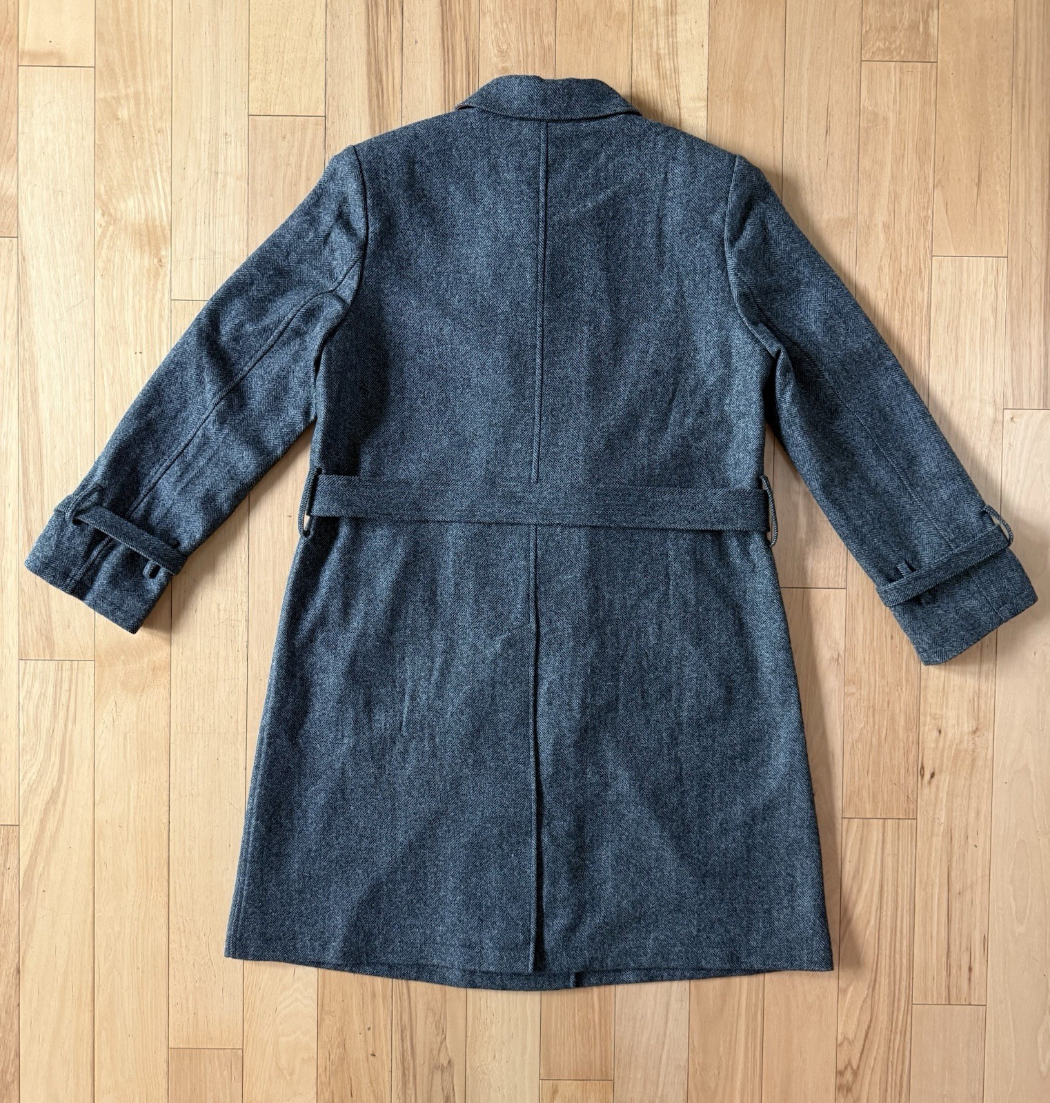 Pure Collection Gray Herringbone 90% Wool & 10% Cashmere Trench Coat