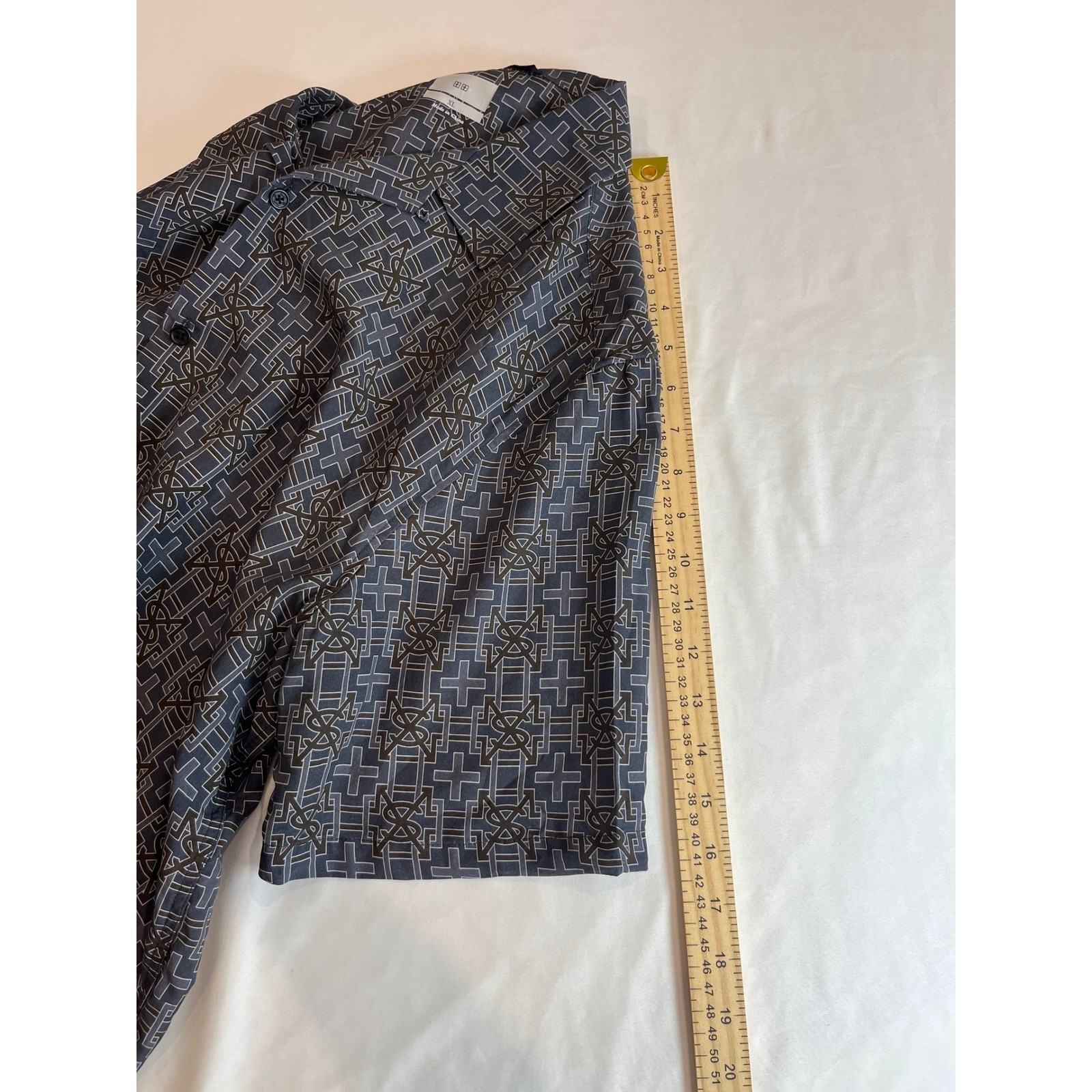 Ksubi Mens Monogram Print Tencel Short Sleeve Shirt Grey MSP24SH014 XL