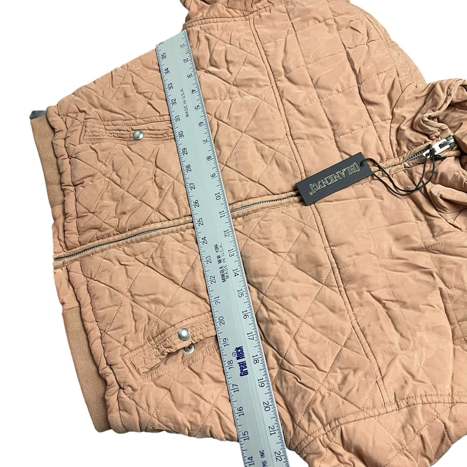Blank NYC Jacket Womens XS Peach Quilted Cropped Zip Spring Bomber