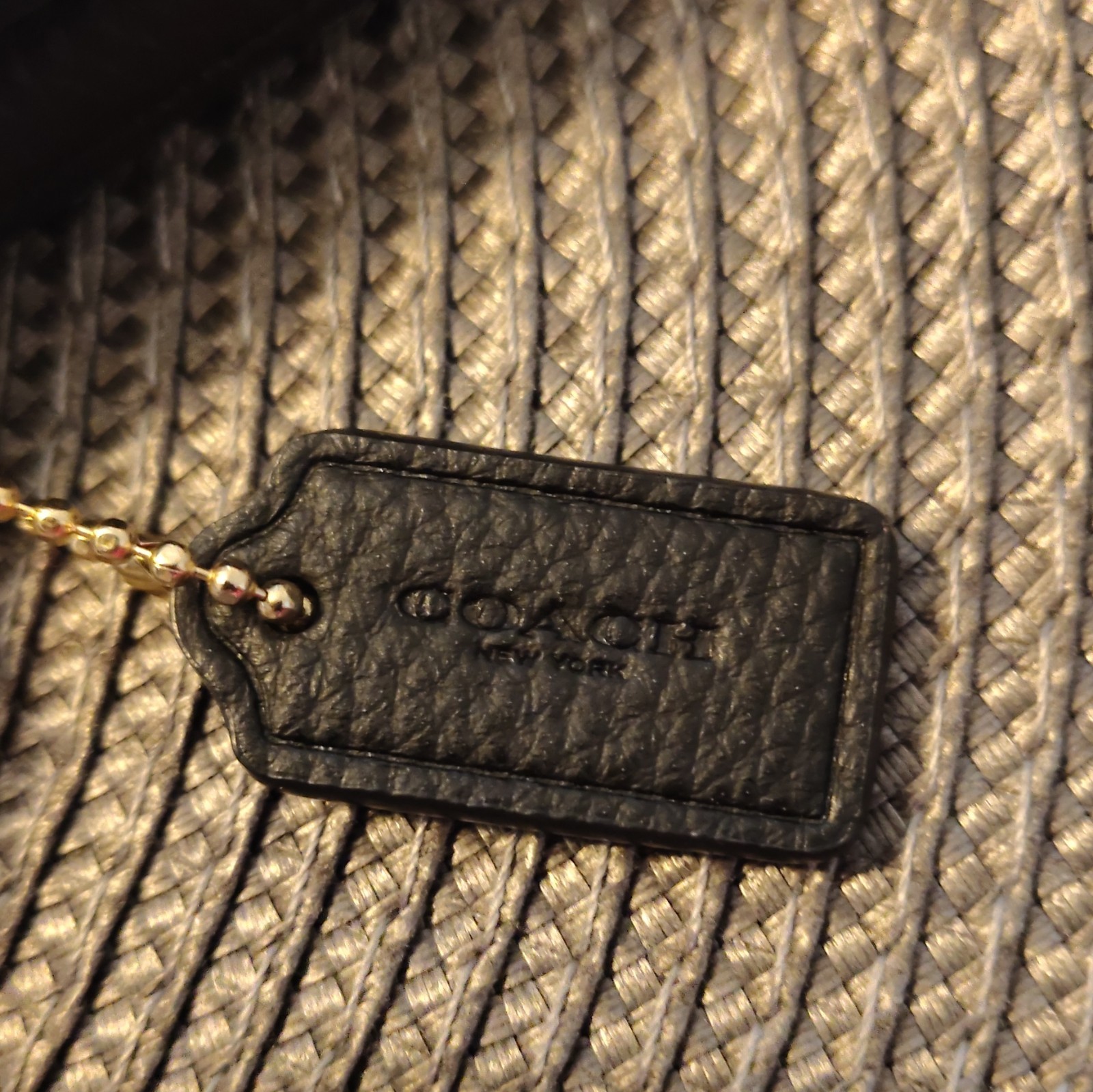 Coach Black Pebbled Zip Wristlet Pouch w/ Strap, Gold Hardware