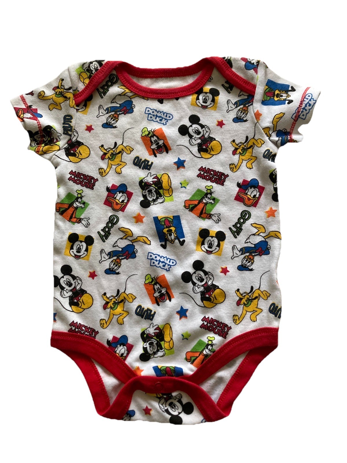 Disney Baby Size 3-6 Month One Piece Snap Close Mickey Donald Pluto