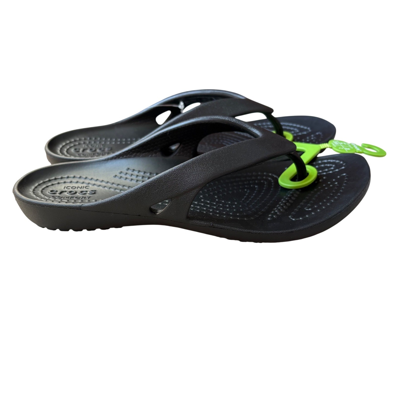 Crocs Kadee II Flip W Black Womens Sandals Thong 202492-001 Size 4 NWT
