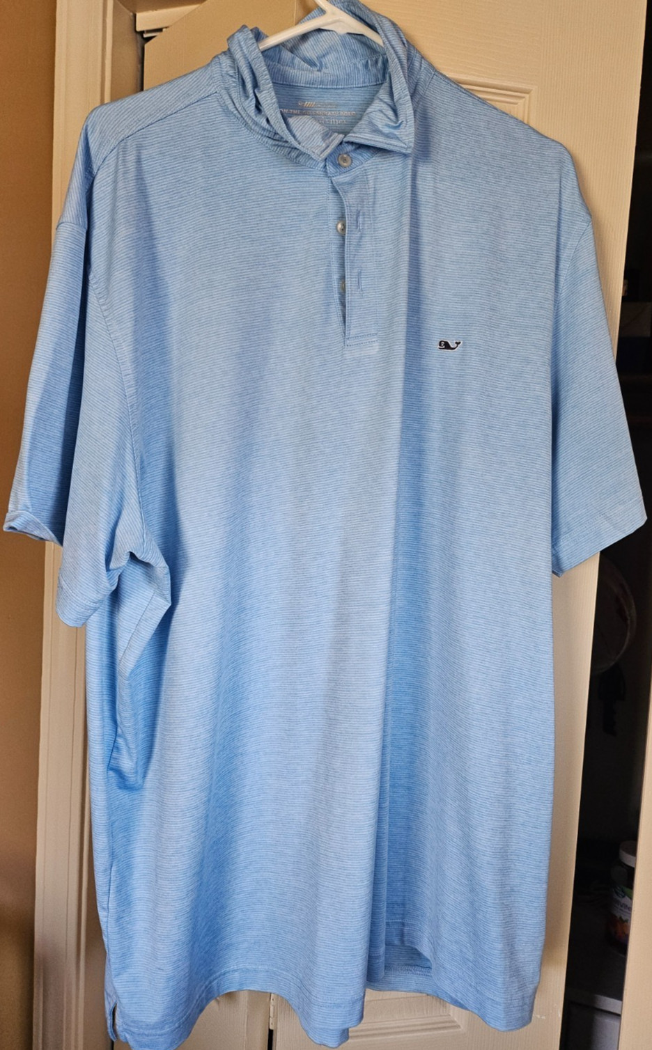 Vineyard Vines Polo Shirt Mens 2XL Light Blue XXL Poly/Spandex Blend