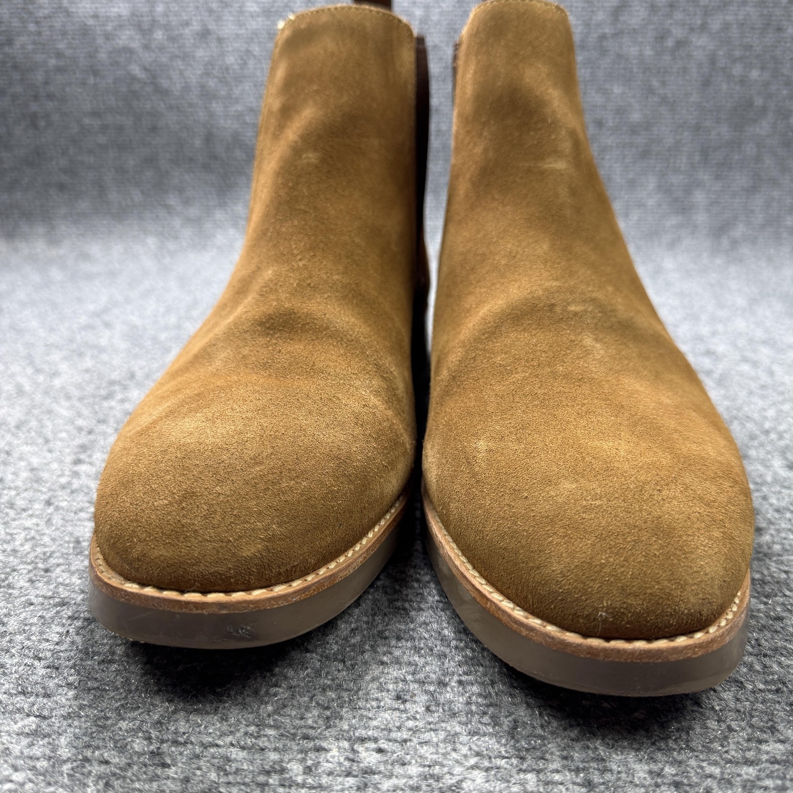 J.Crew Chelsea Boots Mens 12 Brown Suede Elastic Gore Pull Tabs BA032