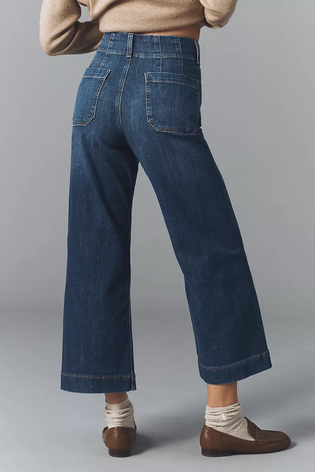 Anthropologie The Colette Crop High-Rise Wide-Leg Jeans by Maeve 27 MSRP $138