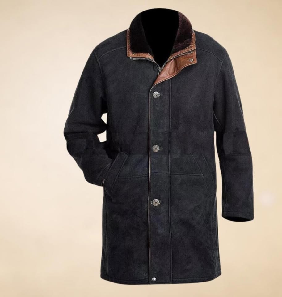 Men’s Genuine Suede Leather Western Trench Coat: Walt Longmire Cowboy Style