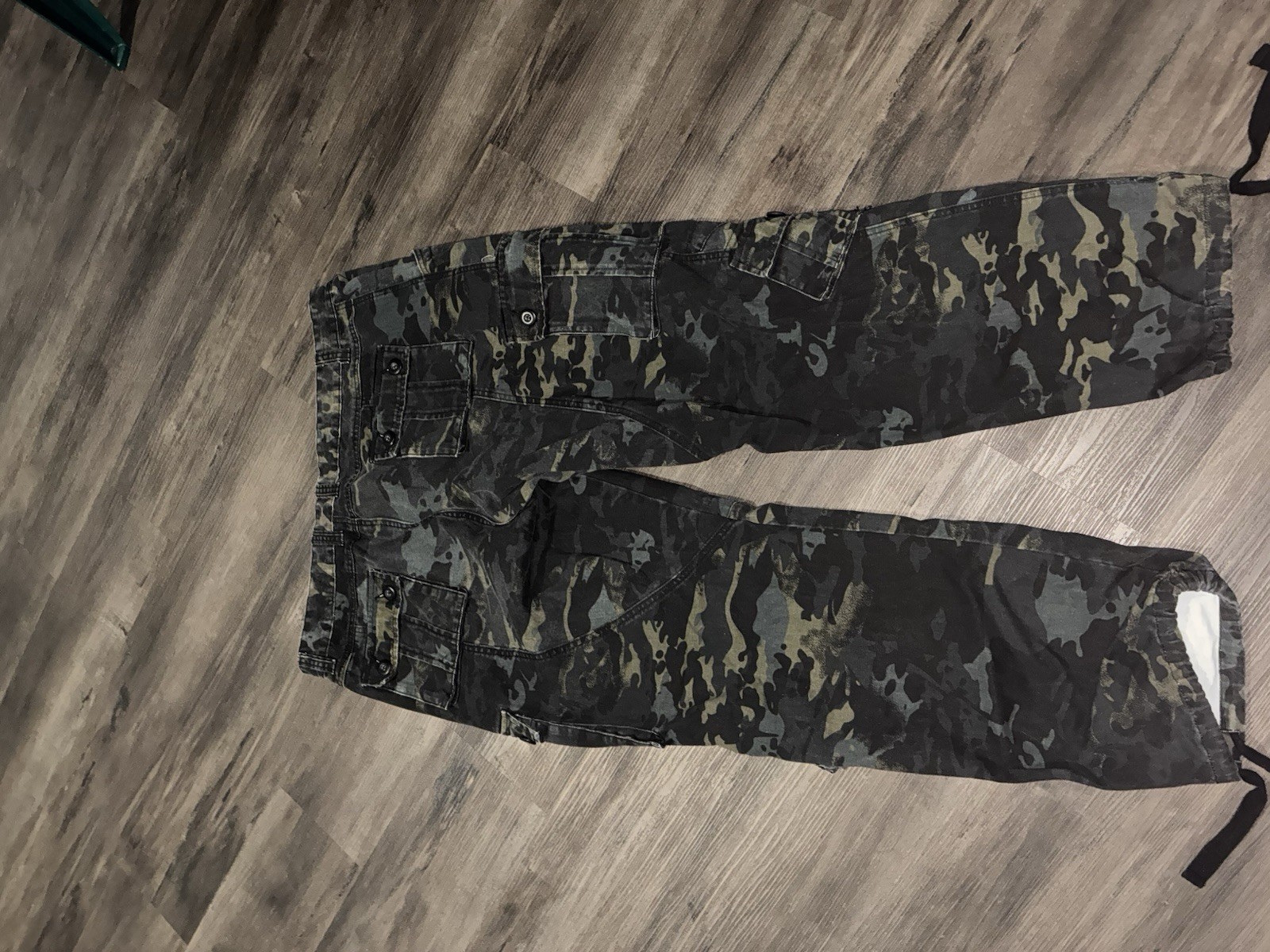 Men’s Camouflage Cargo Pants Size 42 Regular Black Gray Green Cotton Canvas