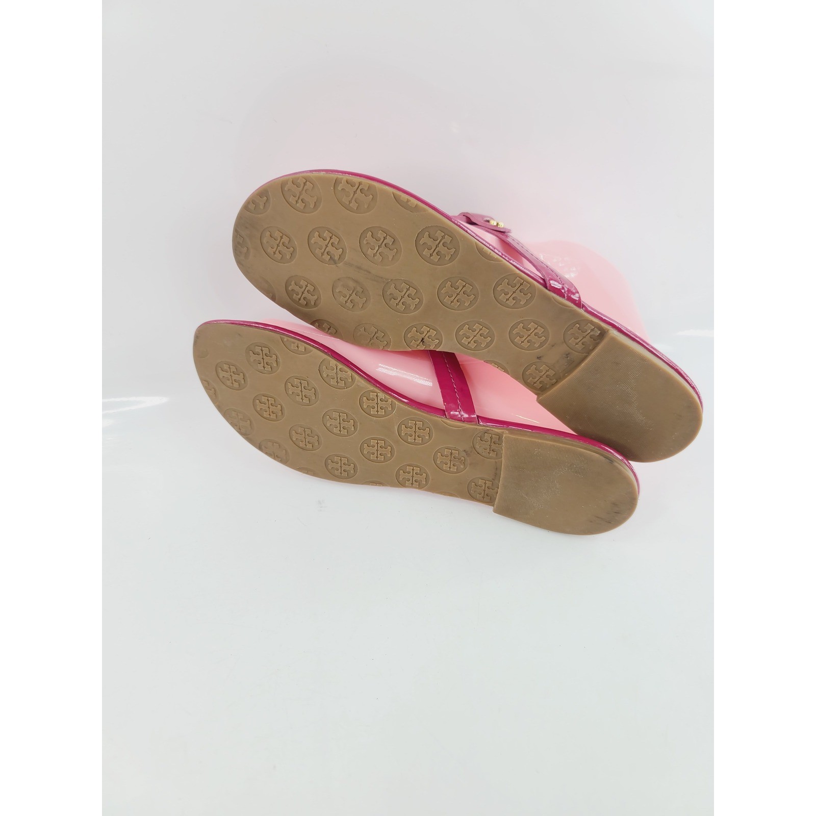 Tory Burch, Open Toe Synthetic / Rubber Jelly Flat Sandals, Women, Size 7, Pink