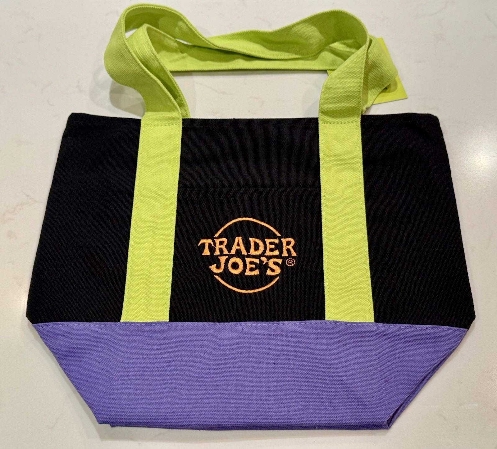 Trader Joe’s Halloween Mini Canvas Treat Tote Bag Black Purple Green Multicolor