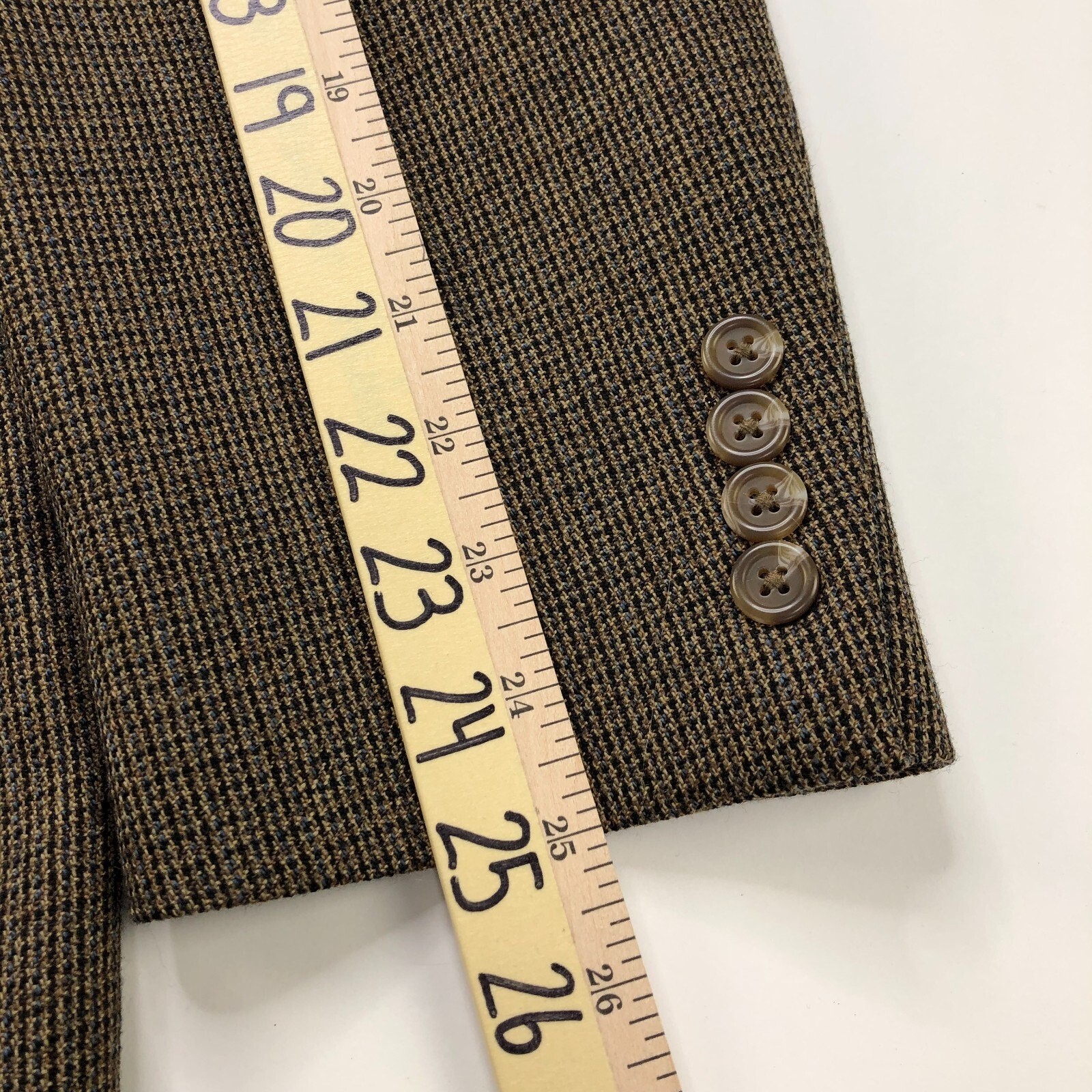 Chaps 44 R Men’s 100% Wool Sport Coat Jacket Check Pattern Brown