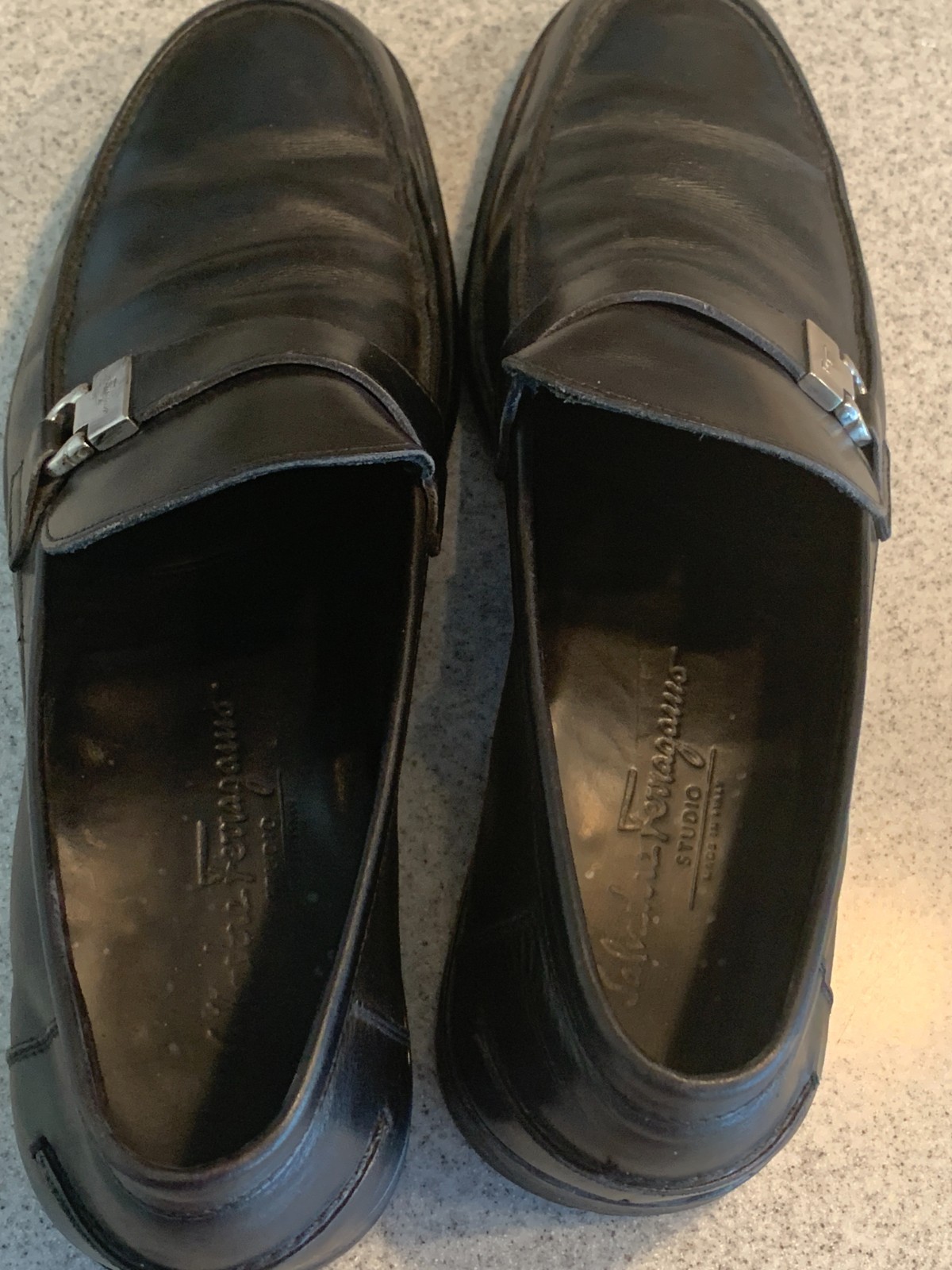Salvatore Ferragamo Leather Single Side Gancini Buckle strap Loafers 10 D US