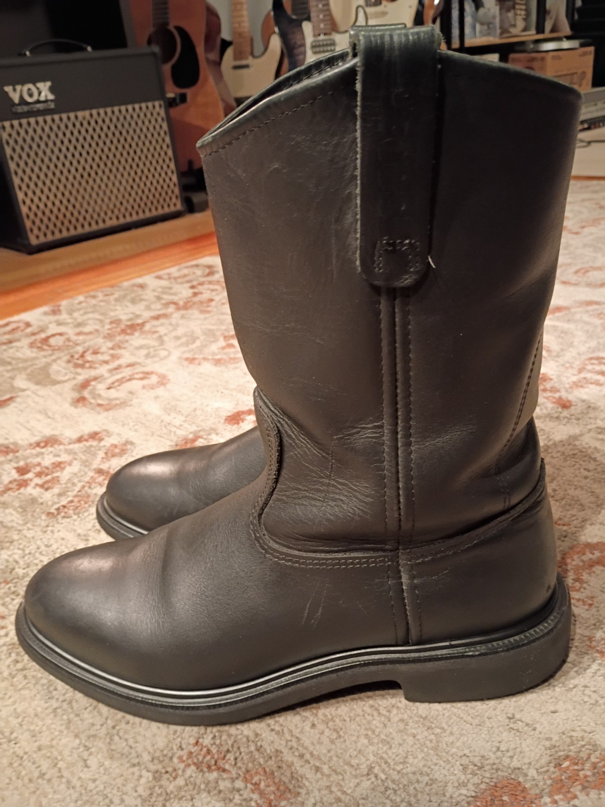 RED WING PECOS BLACK LEATHER SOFT TOE WELLINGTON WORK BOOTS #1125 MEN’S 11D