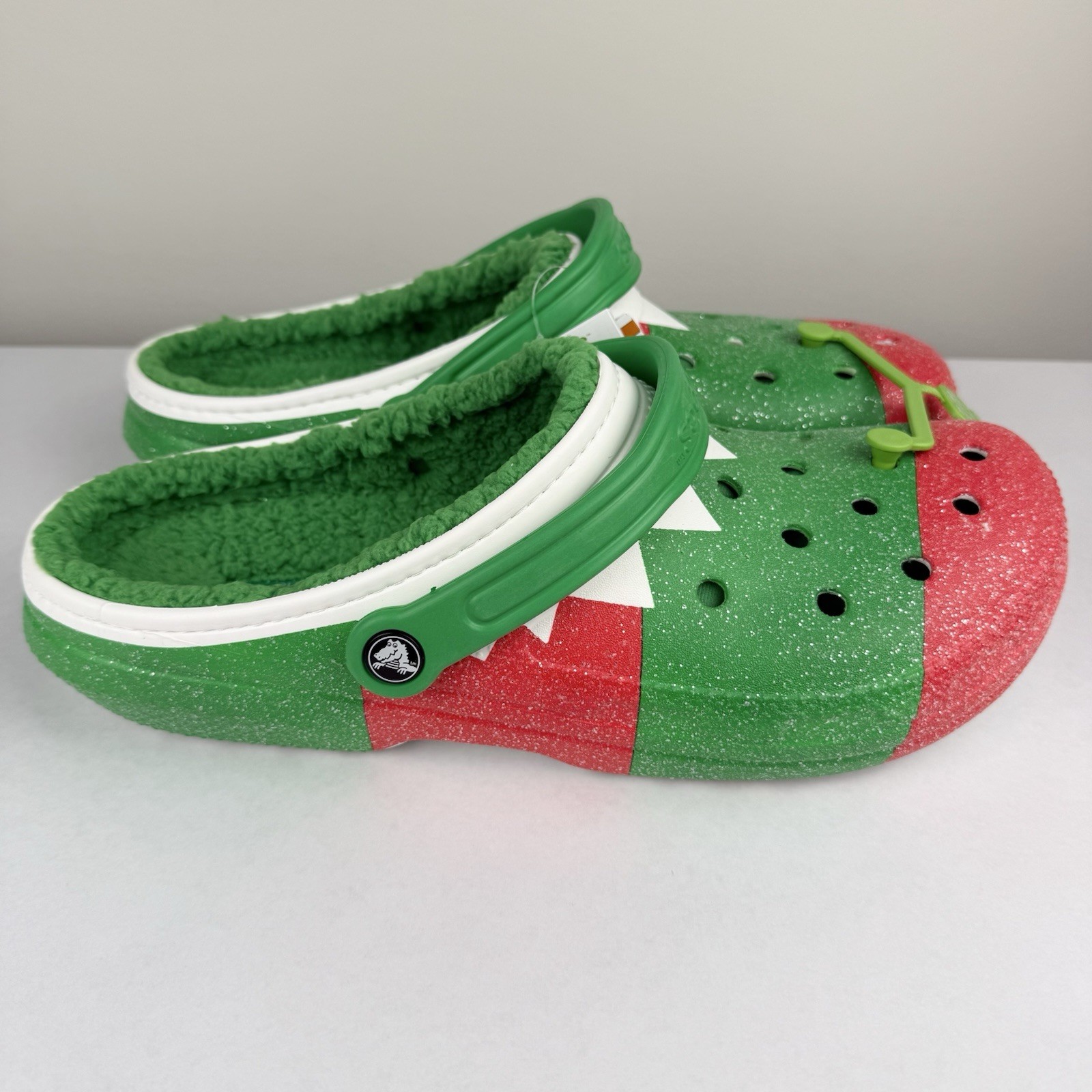 Crocs Classic Holiday Lined Clogs Fuzzy Slippers US Mens 13 NWT Red Green