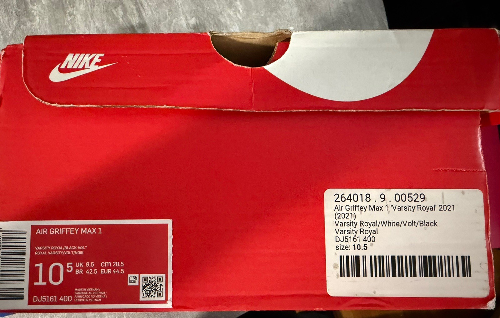 Nike Air Griffey Max 1 Varsity Royal 2021 Size 10.5M
