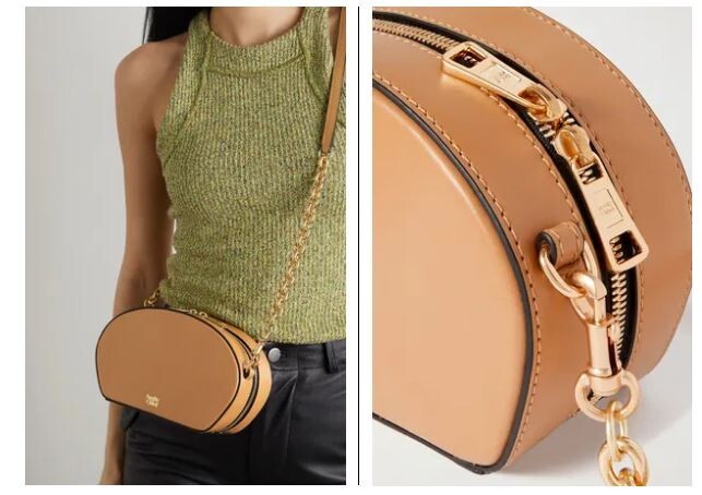 SEE BY CHLOE smooth leather shell chain strap women’s crossbody in Beige / Tan