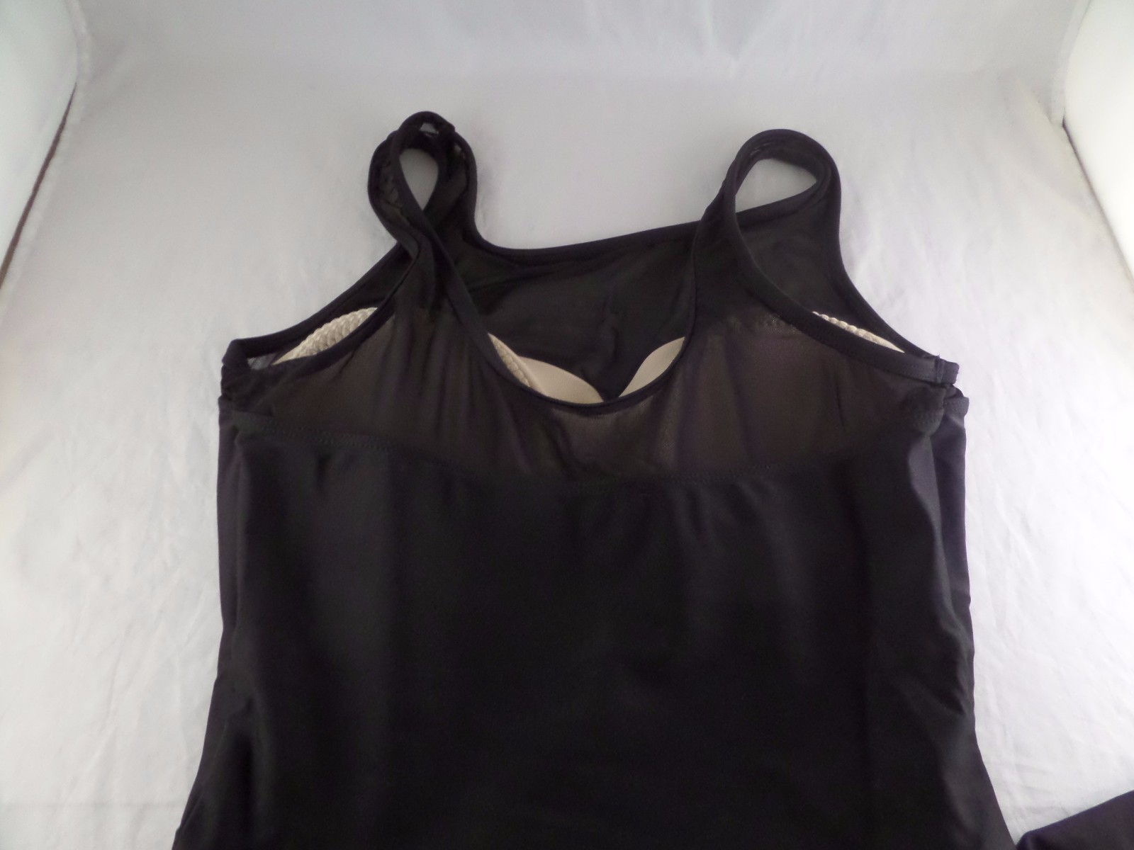 NWT Esther Williams Set up on the Sand Black 1pc Swimsuit Sz 12 Skirt Mesh SEXY