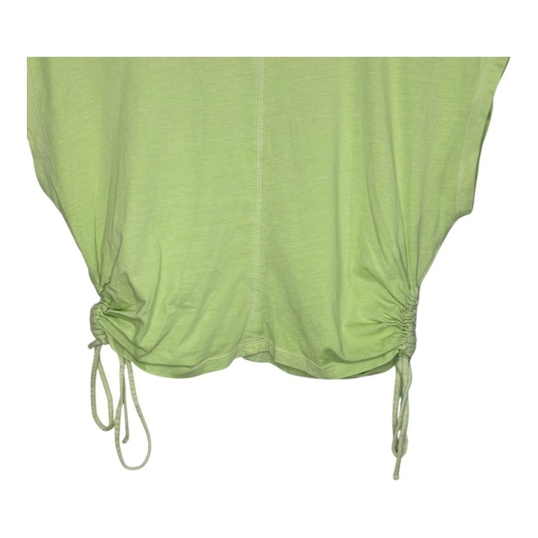 Wilfred Aritzia Ruched Side Tie Top Womens Size S Lime Green Ribbed Cap Sleeve