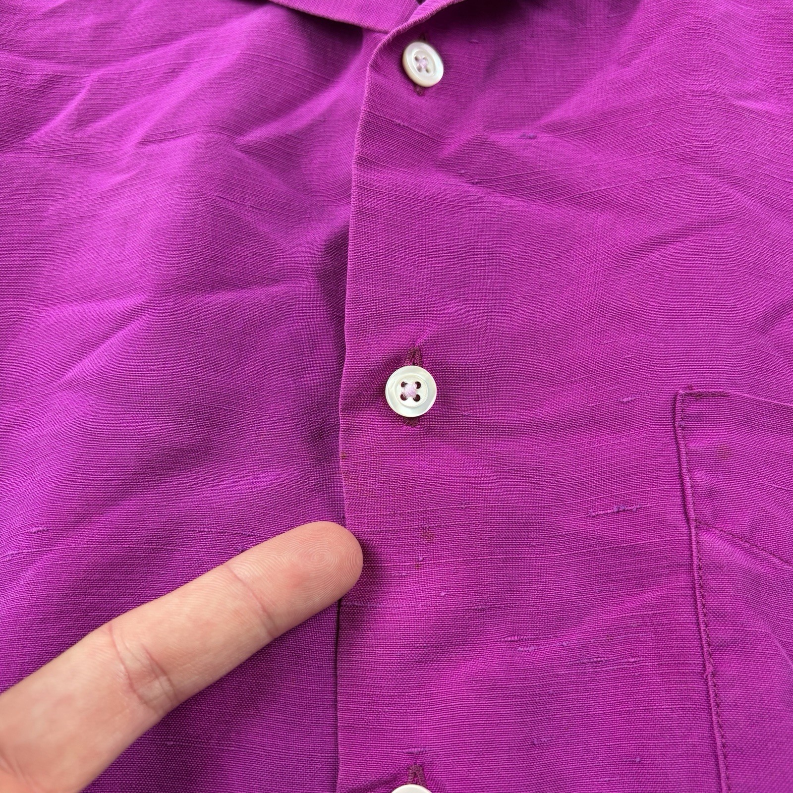 Ralph Lauren Purple Label Button Up Shirt Mens Medium Magenta 100% Silk Italy