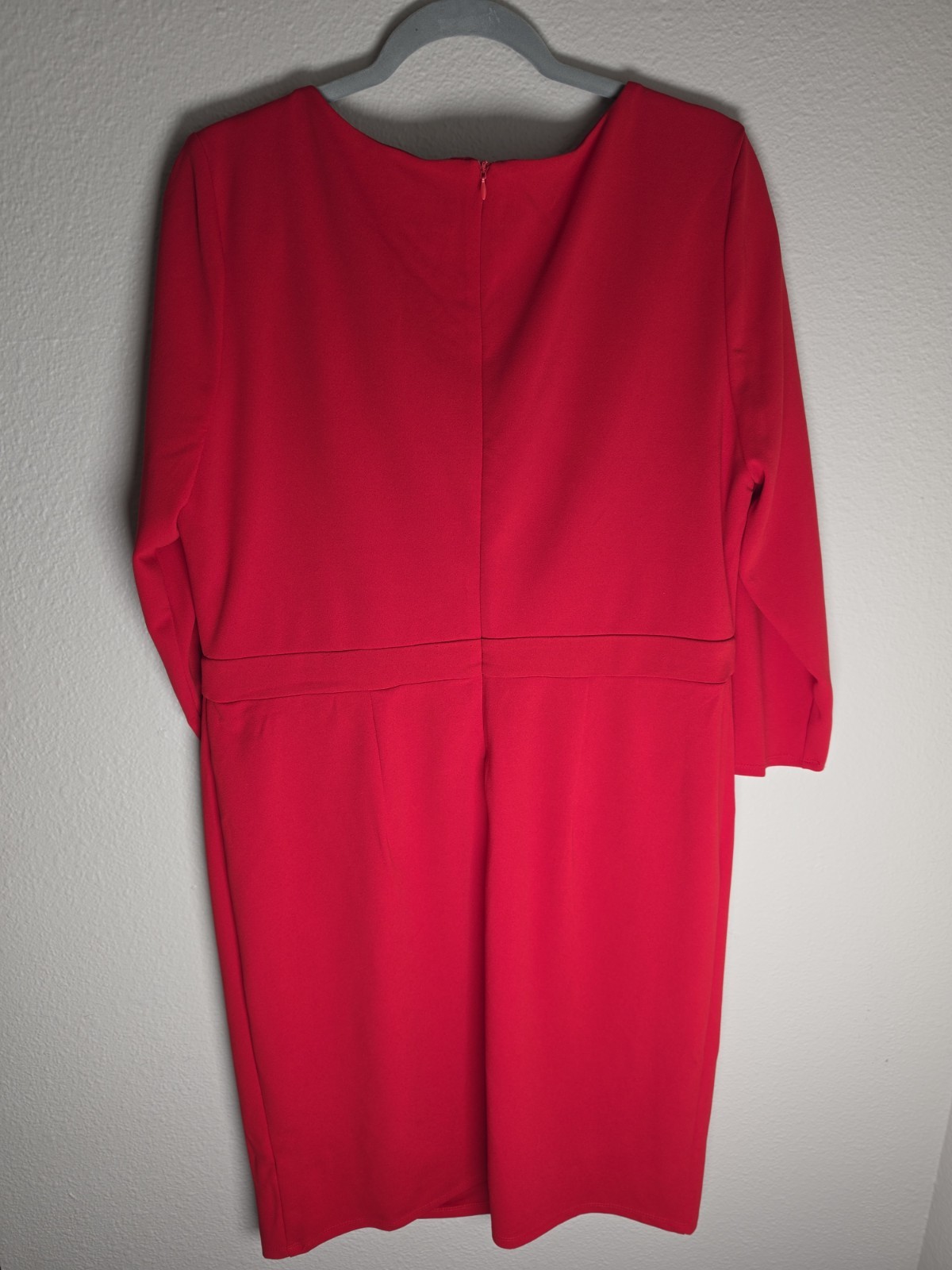 Harper 241 Women’s Red Solid Knit Sheath Dress Bow Boat Neck 3/4 Sleeve 16
