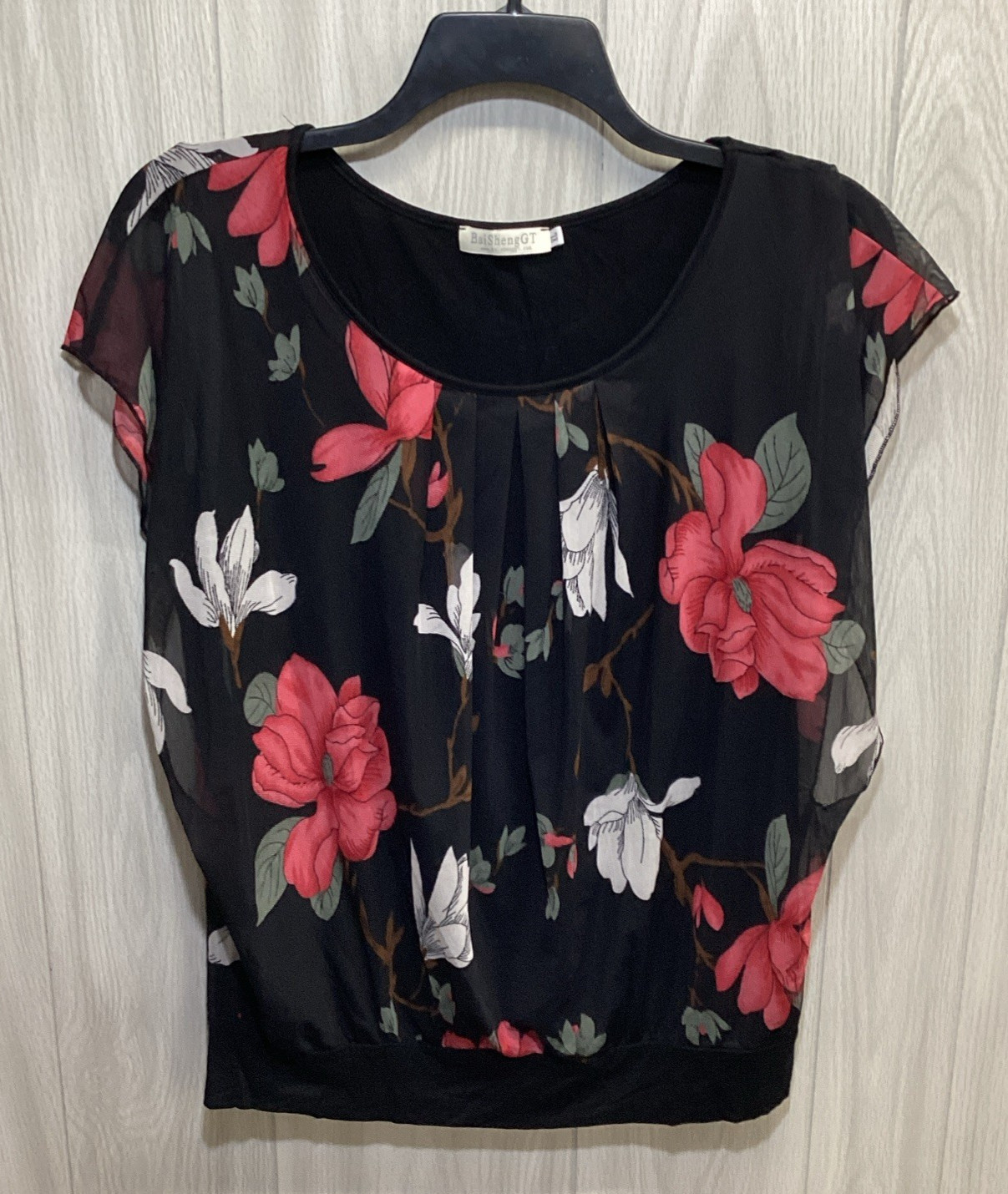 BAISHENG GT Women’s (Size XL) Short Sleeve Round Neck Lined Banded Hem Shirt