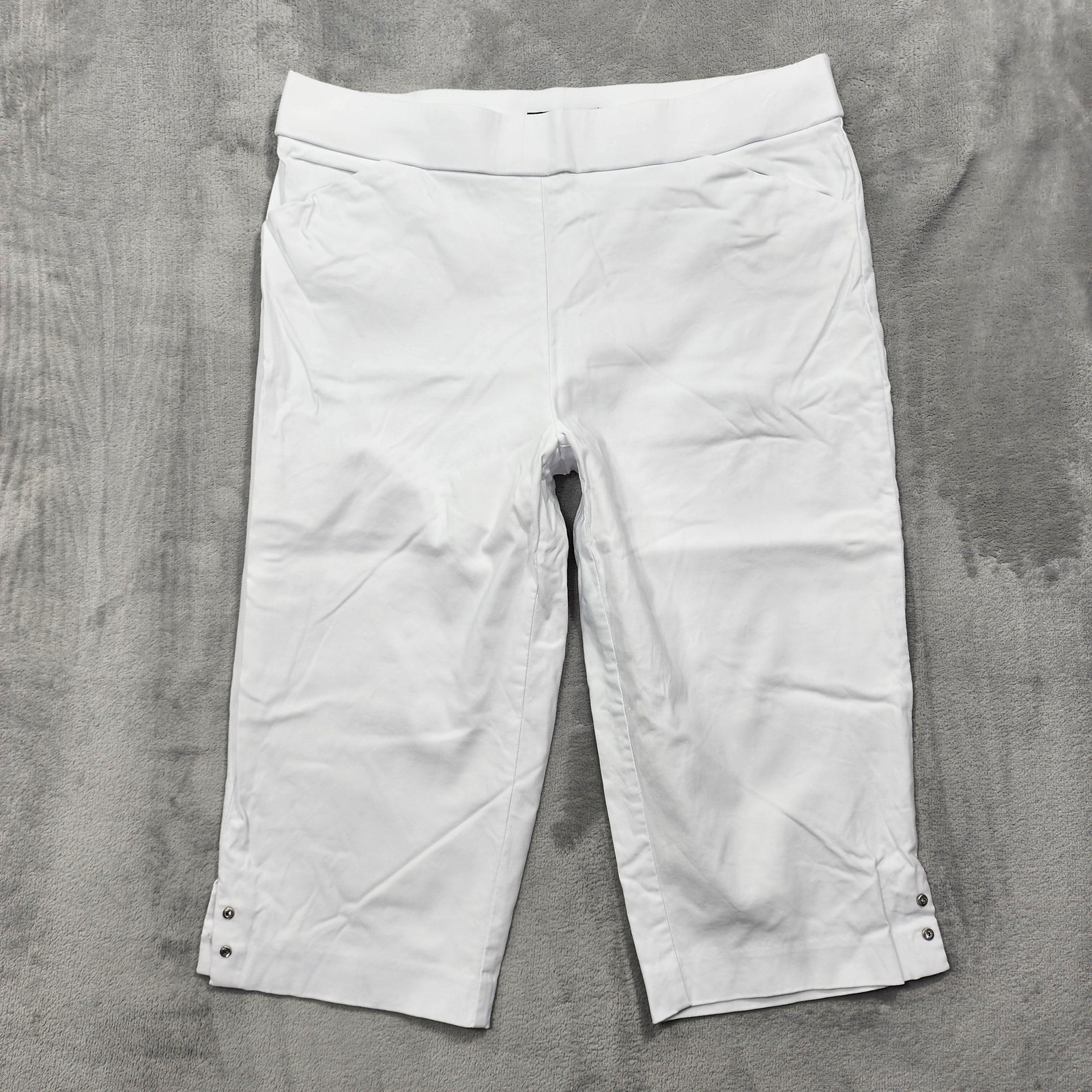 Counterparts Pants Womens L White Pull On Stretch Capri Twill Casual Pockets