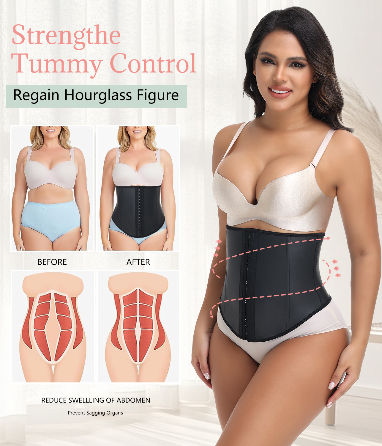 Latex Waist Trainer Corset Tummy Control entrenador de cintura Fajas Body Shaper