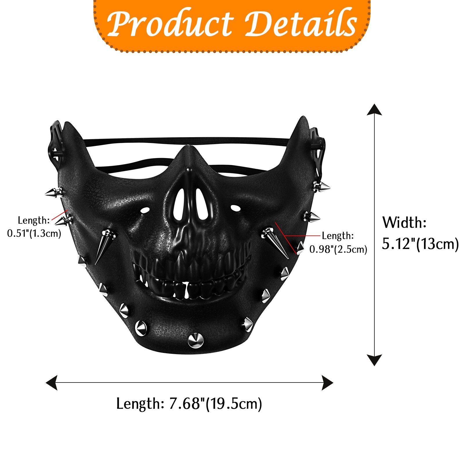 Steampunk Skull Half Face Mask PU Leather Spiked Gothic Mask Halloween Costumes