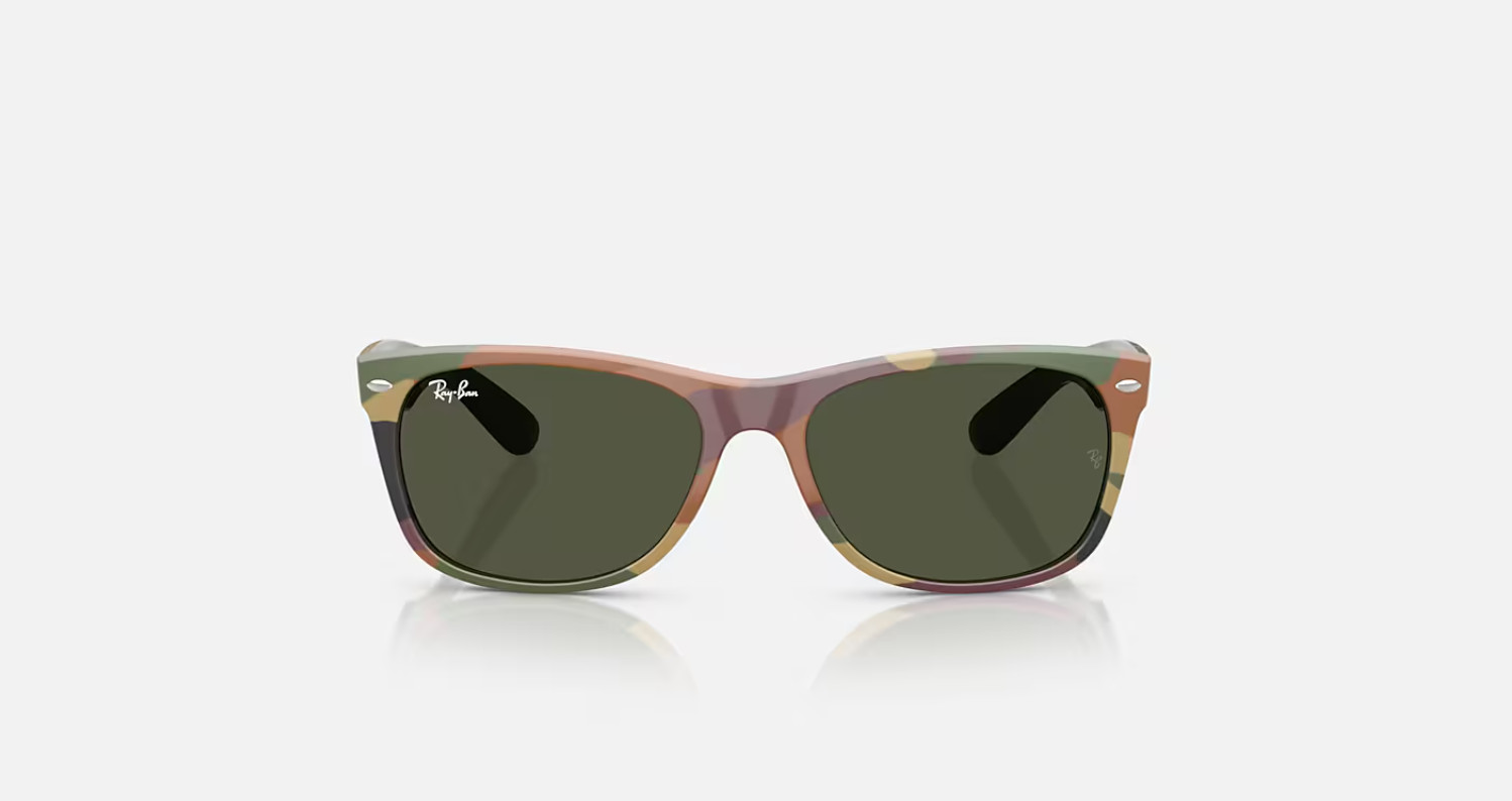 Ray-Ban New Wayfarer Green Camuflage/Green 55 mm Sunglasses RB2132 682331 55-18