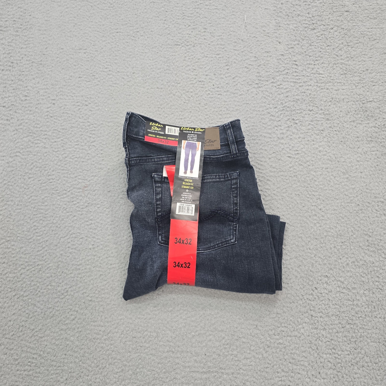 Urban Star Men’s Pants 34 Stretch Relaxed Fit Straight Leg Blue Denim 34×32 NWT