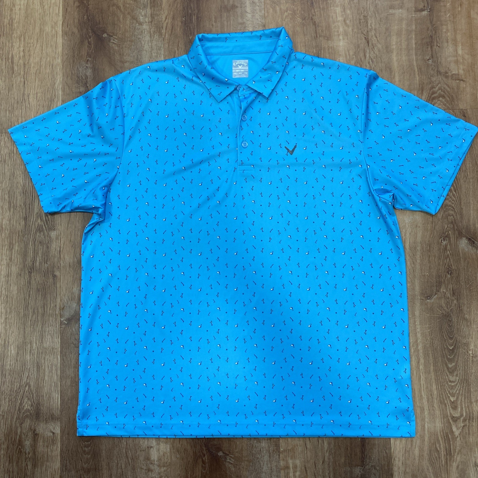 Callaway Golf Mens XXL Polo Shirt Grotto Blue Golf Club Martini Print Opti-Dri