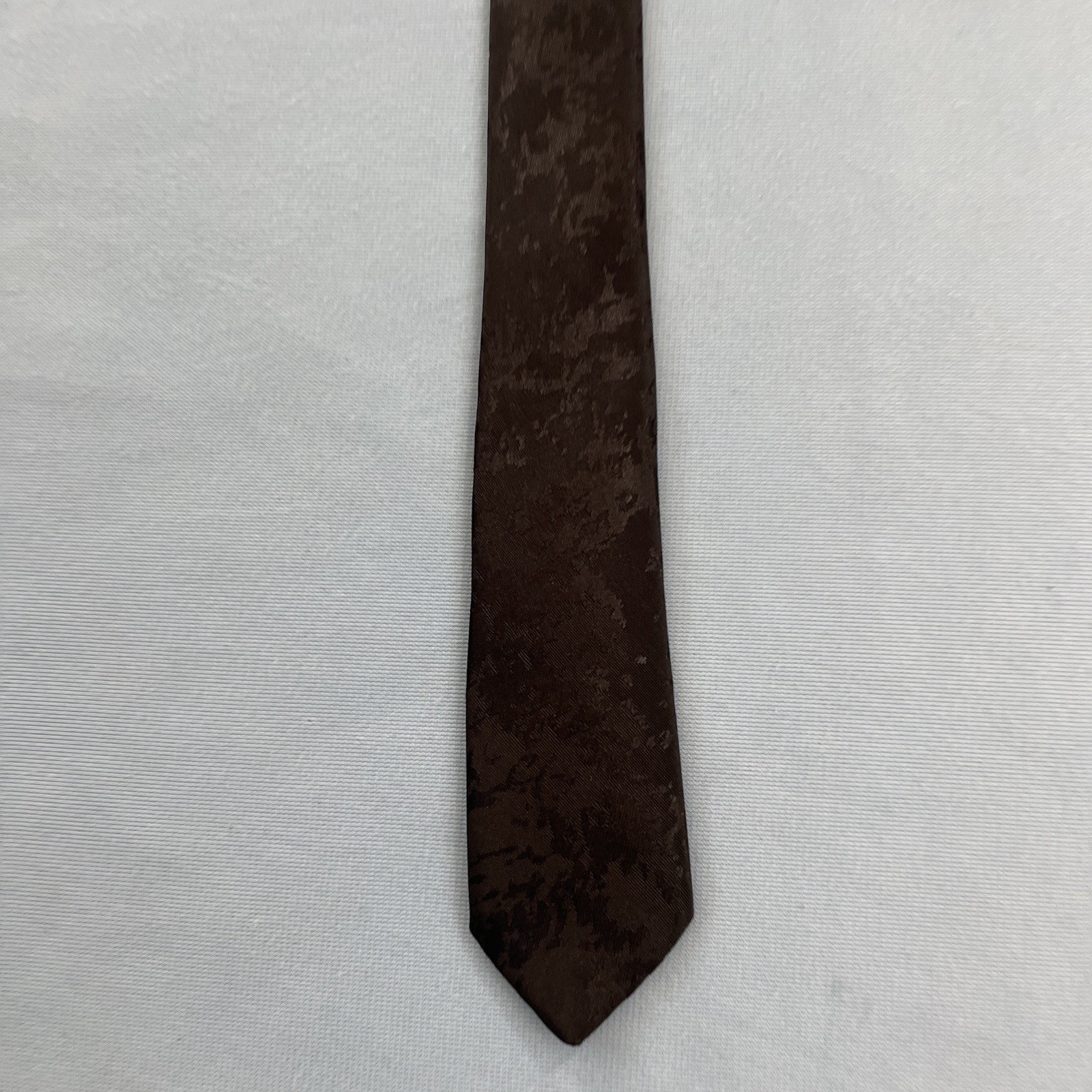 Impact Vtg Slim Necktie Made USA Optical Abstract Art Black Super Skinny 1.7×58″