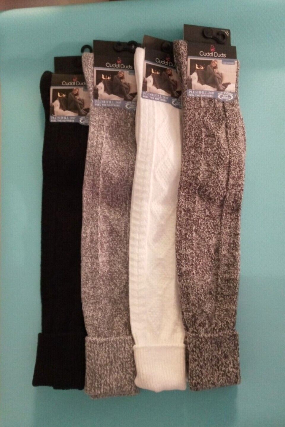 CUDDL DUDS Plushfill OVER THE KNEE SOCKS CUFFED Beige Ivory Gray Black Java NWT