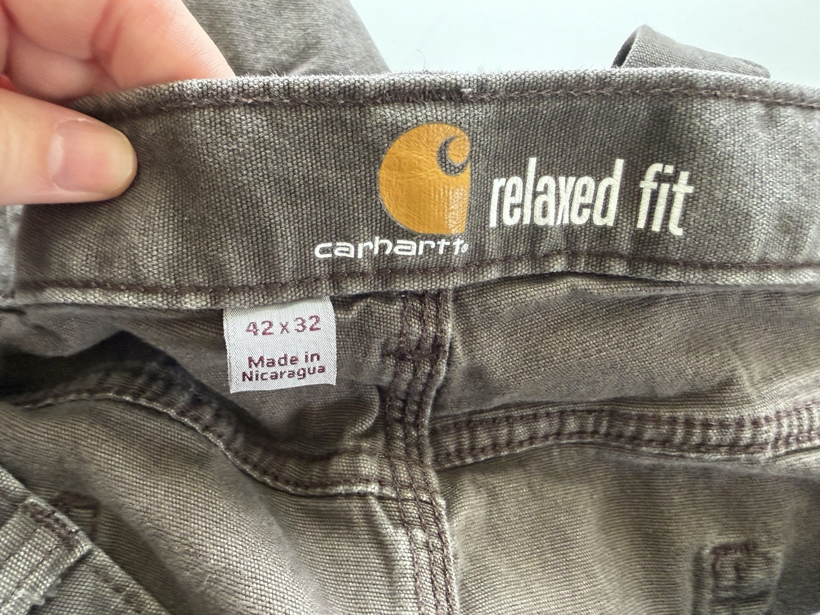 Carhartt Men’s Relaxed Fit Rigged Flex Gray Canvas Work Pants Stretch 42W