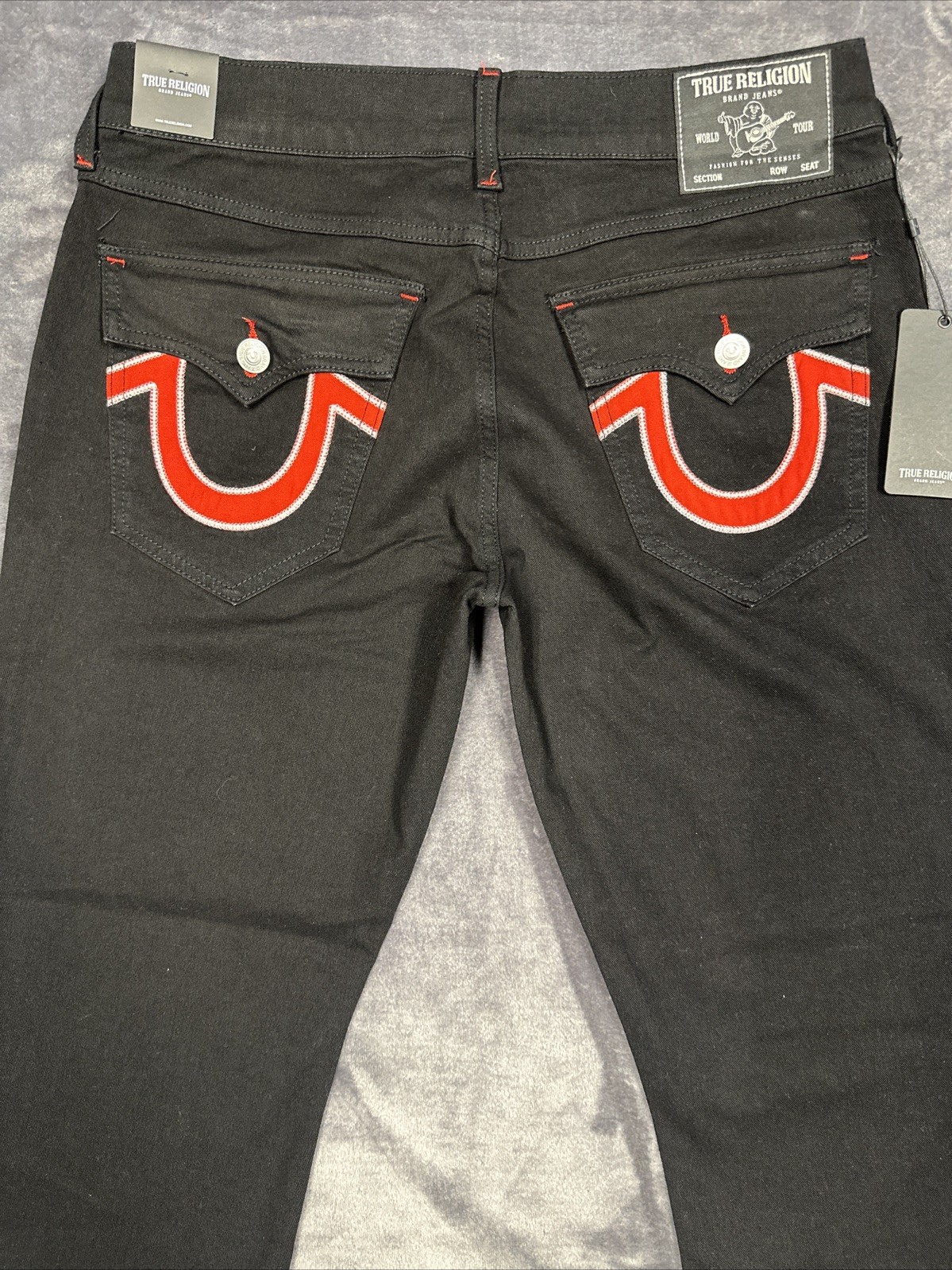 True Religion Ricky Appliqué SN Flap Straight “2SB Black Rinse” 36×30 #701654
