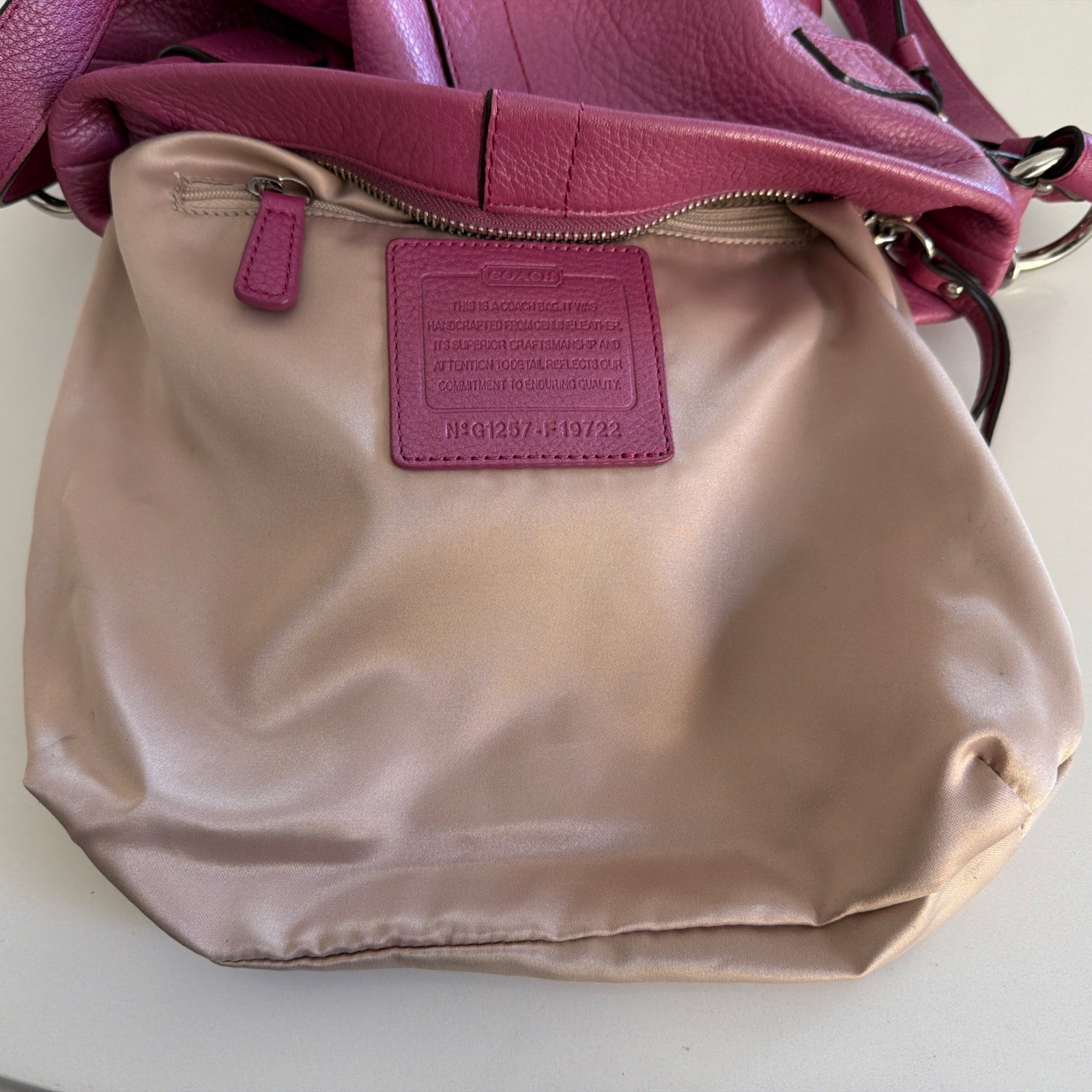 Coach F19722 North South Chain Convertible Shoulder HandBag Plum Pink Leather