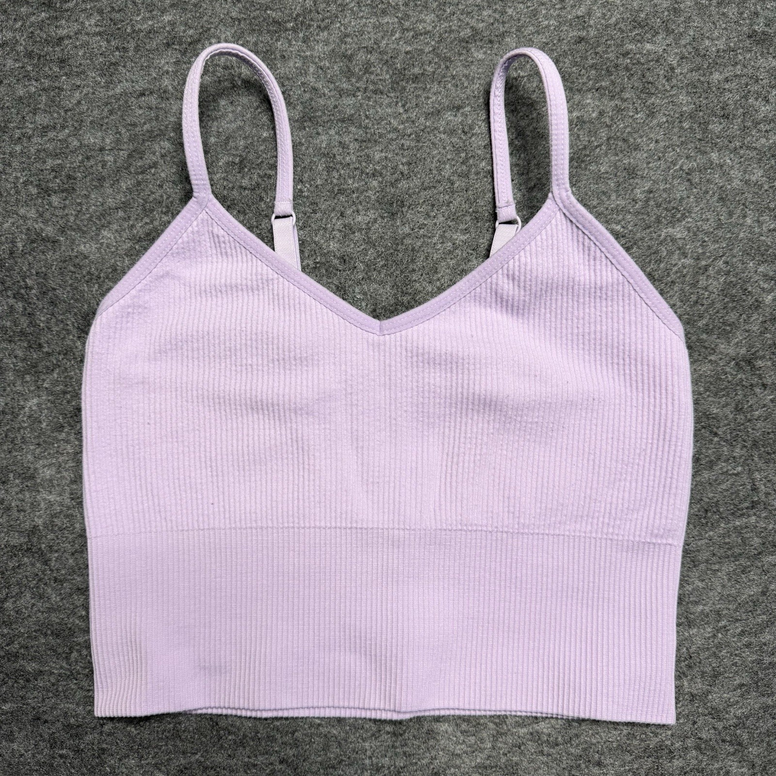 Z By Zella Women’s S Purple Ribbed Seamless Longline Sports Bra Crop Top
