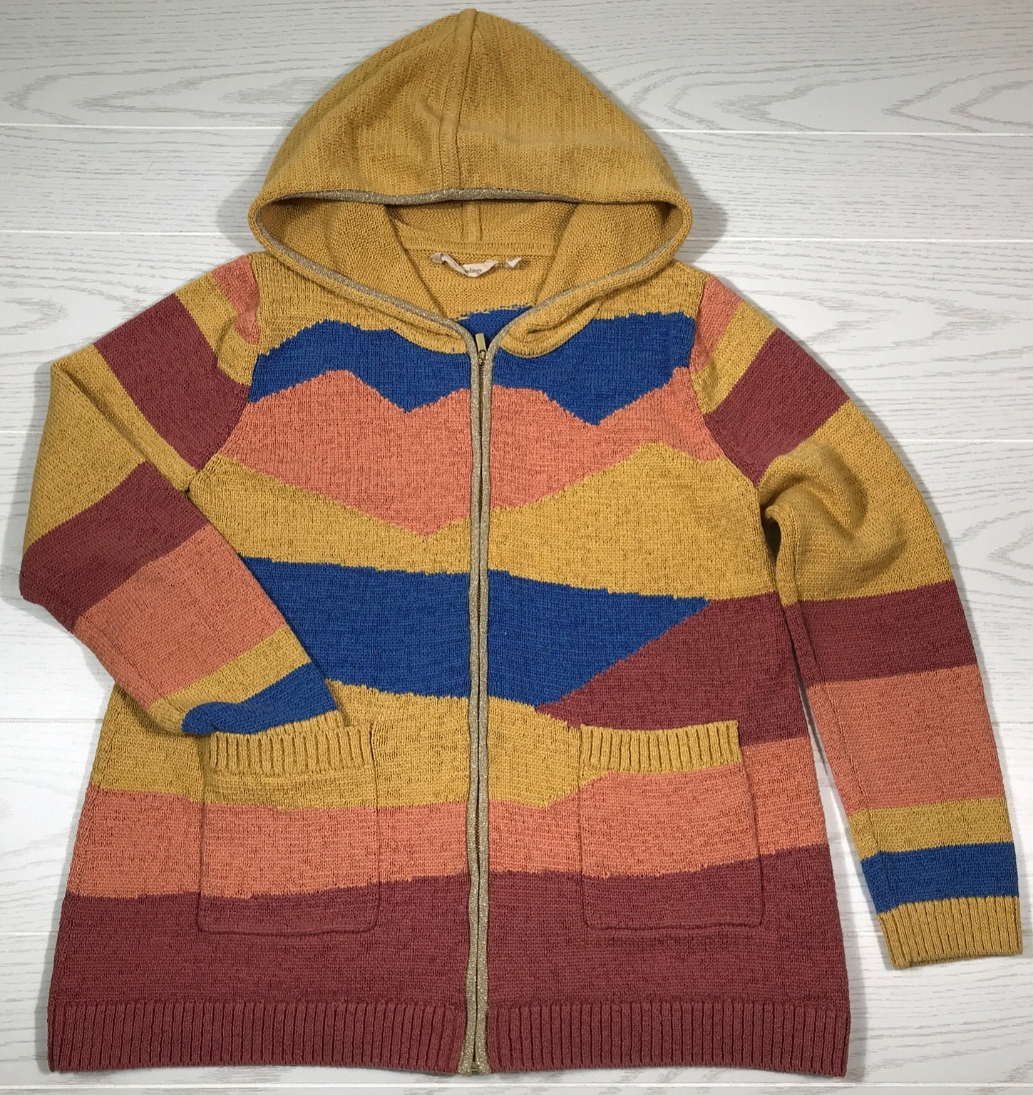 Soft Surroundings Hooded Sweater Women M Full Zip Pockets Oversized Cottagcore