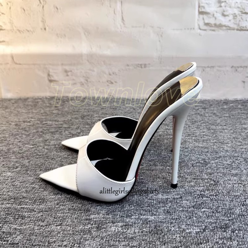 Ladies High Stiletto Heel Slippers Slip on Pointy Toe Mules Sandals Party Shoes