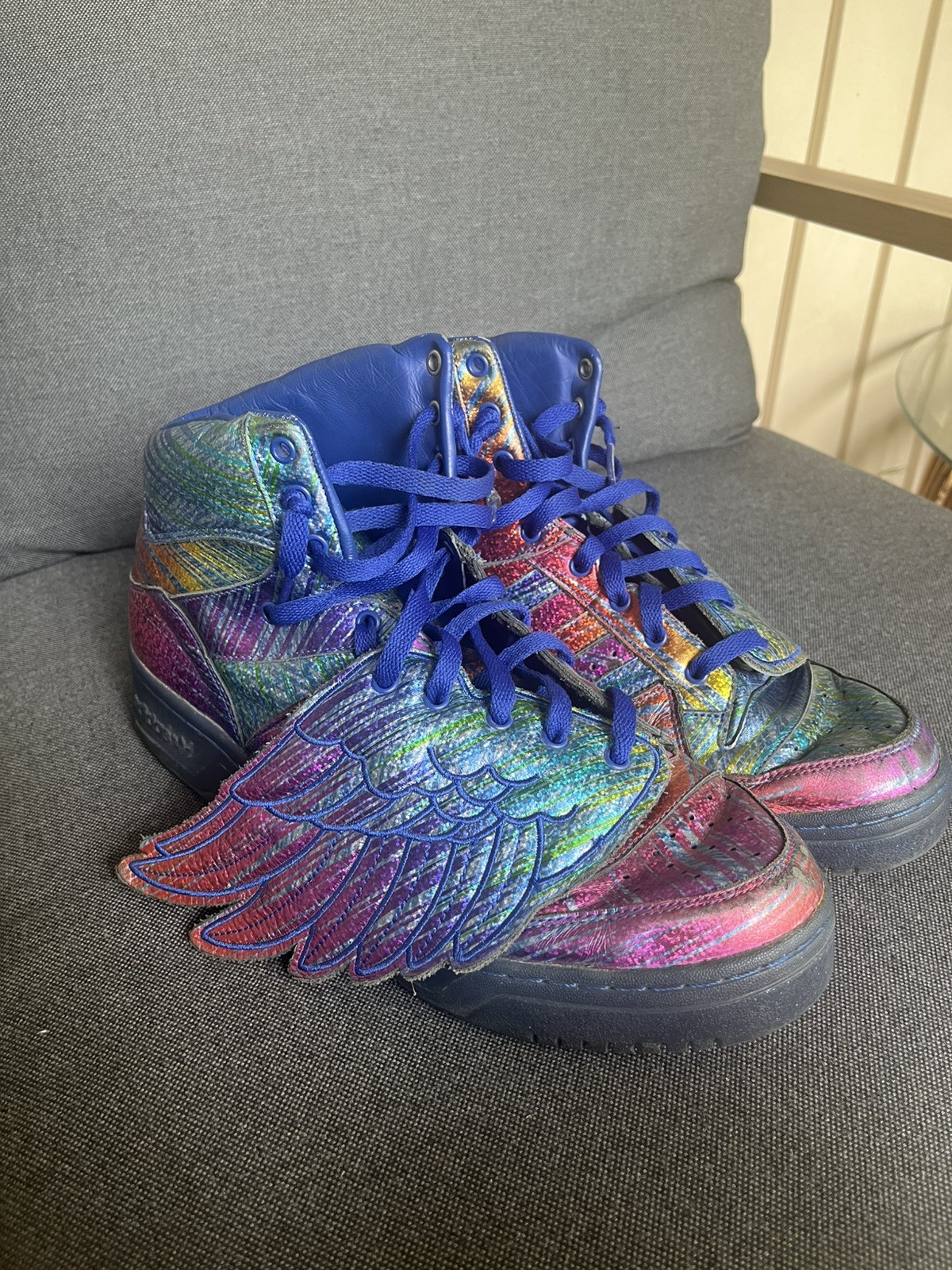 Adidas Js Wings Jeremy Scott Rainbow Foil Q23650 Vintage Sz 13