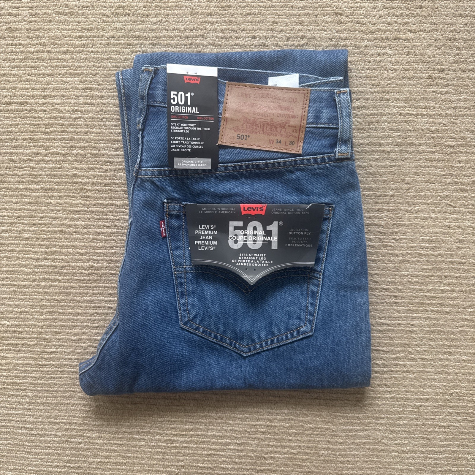Levi’s 501 Original Regular Fit Mens Denim Jeans Blue UK