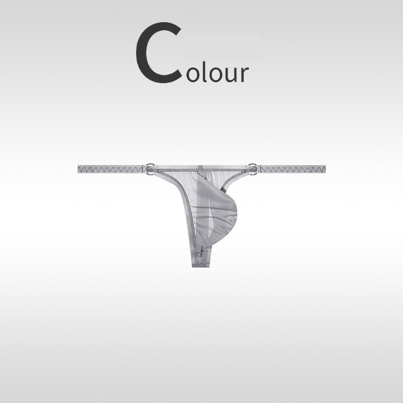 Men’s Ultra-thin Ice Silk Transparent Underwear Thongs Low-rise Pouch Underpants