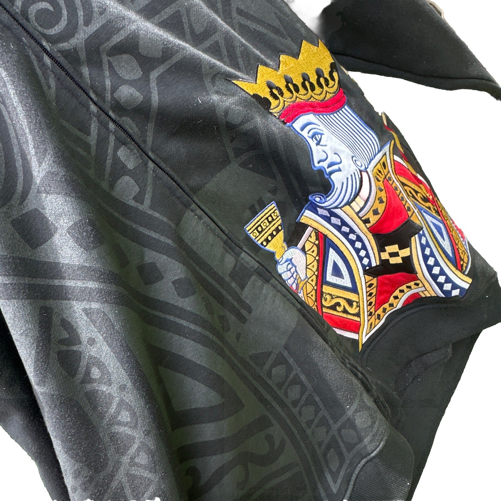 Avirex Men’s Black Full Zip Hoodie King of Spades Graphic Embroidered 3XB