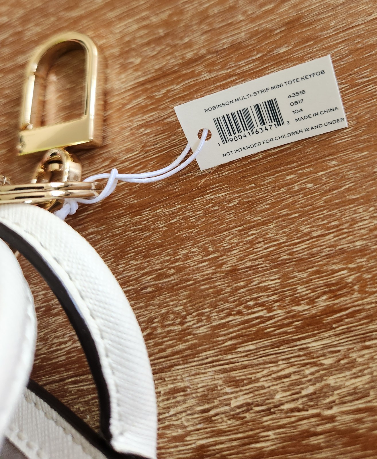 NEW Tory Burch Robinson Mini Tote Keyfob Bag Charm Key Chain Multi-Strip