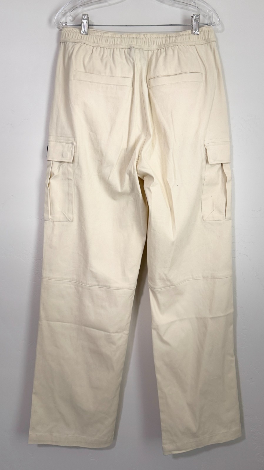 WeSC Open Bottom Cargo Pants Unisex Chino Style-Men L/Women XL-Pale Yellow-NWT