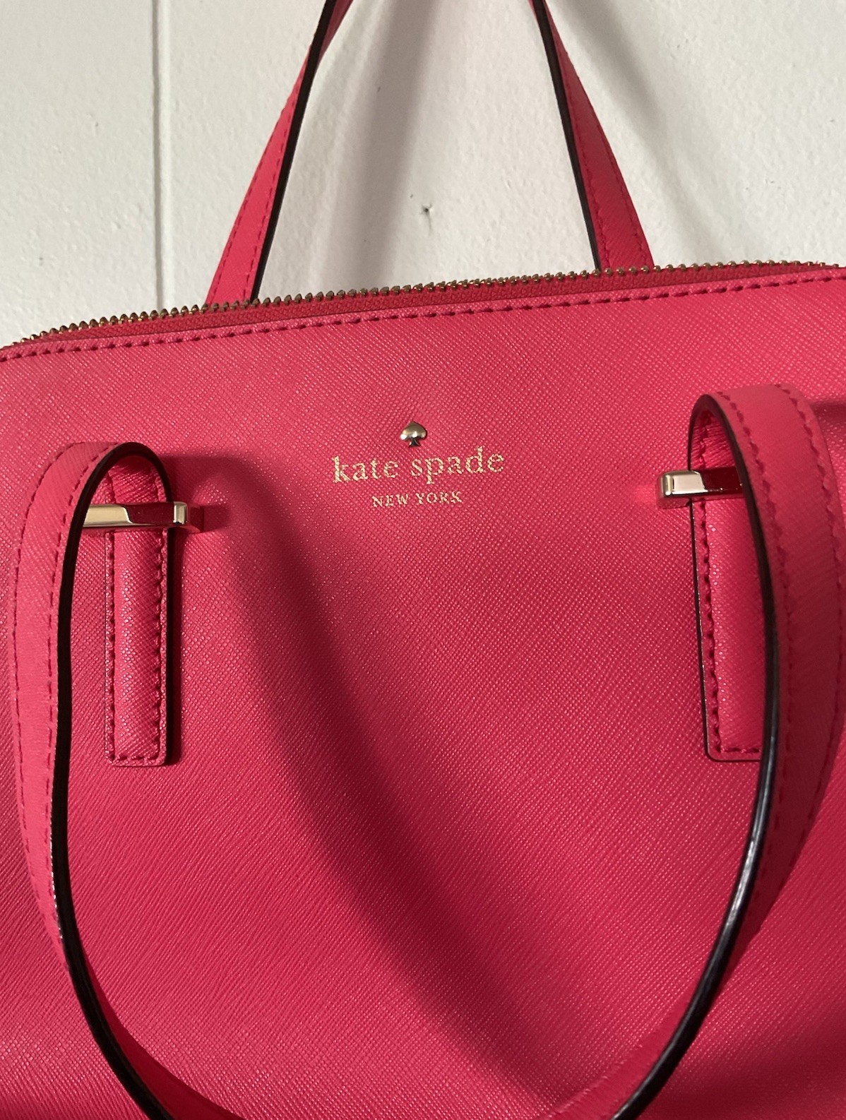 Kate Spade New York Pink Satchel Top Handle Bag Zip Detachable Strap Gold
