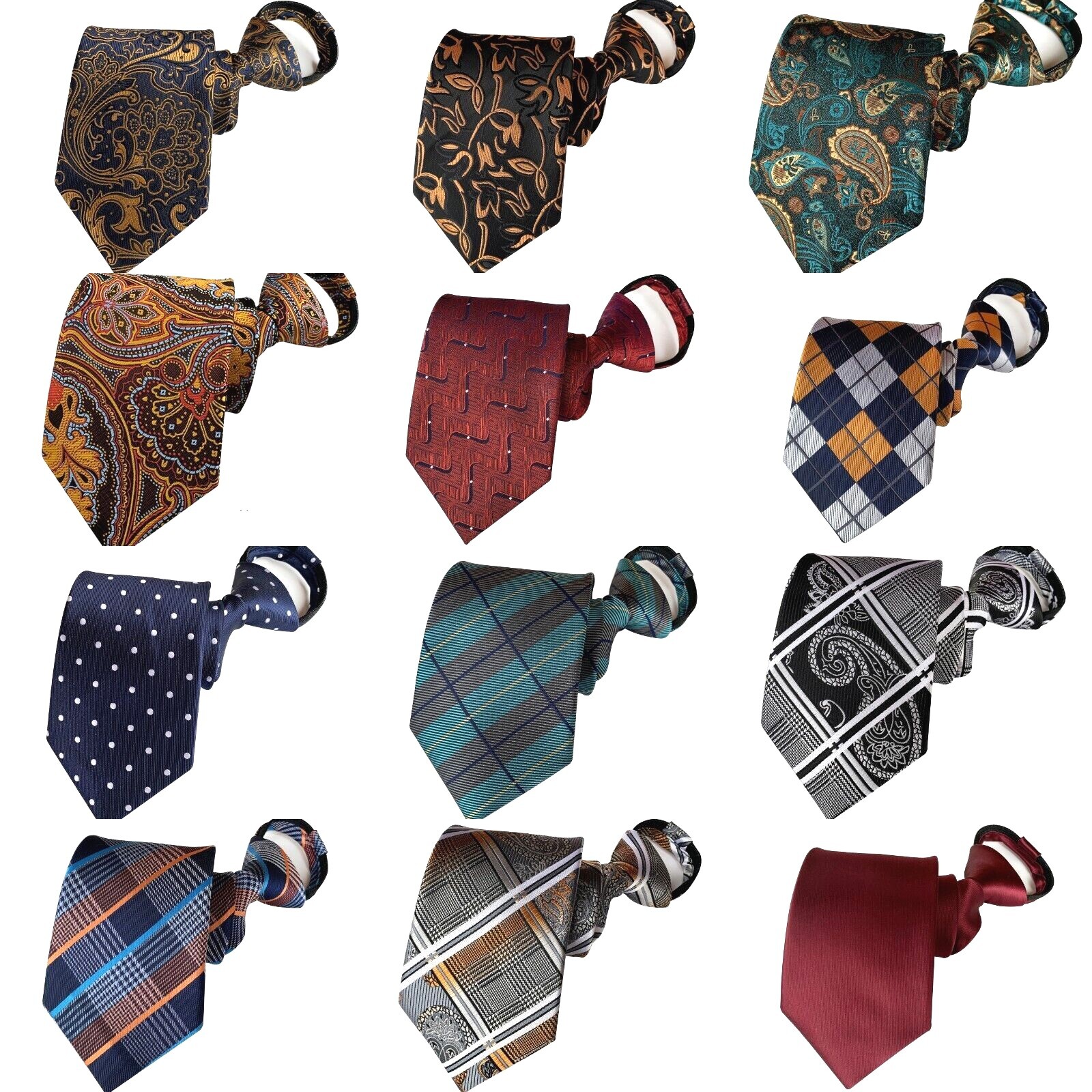 New Checks Striped 100% Silk Adjustable Zipper Pre-tied Men’s Necktie Tie