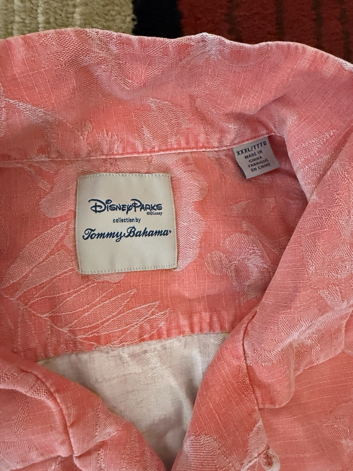 Tommy Bahama Disney Mickey Tonal Jacquard Silk Camp Shirt 3XL XXXL Dubarry Coral