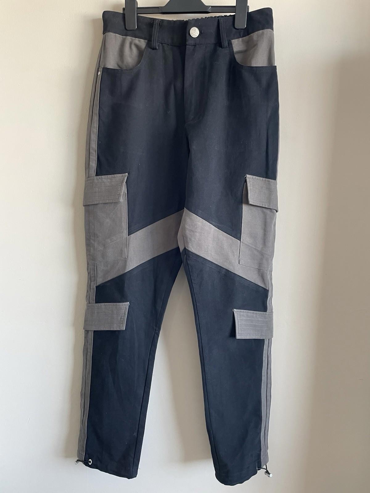 The Couture Club Panelled Cargo Pants Trousers – Black/Grey S